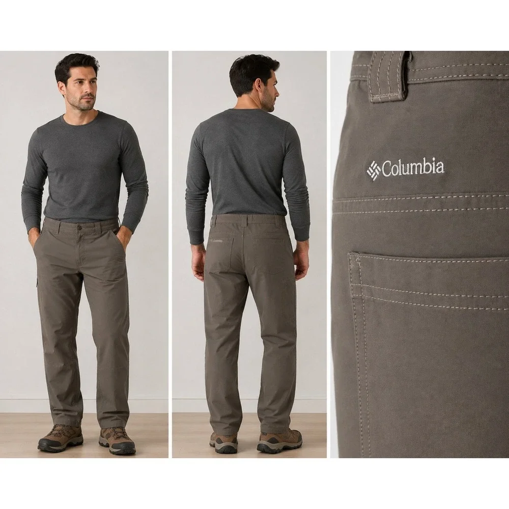 Columbia Titanium Olive Green 6 Pockets Hiking Pants Men's 36 X 32 Camping